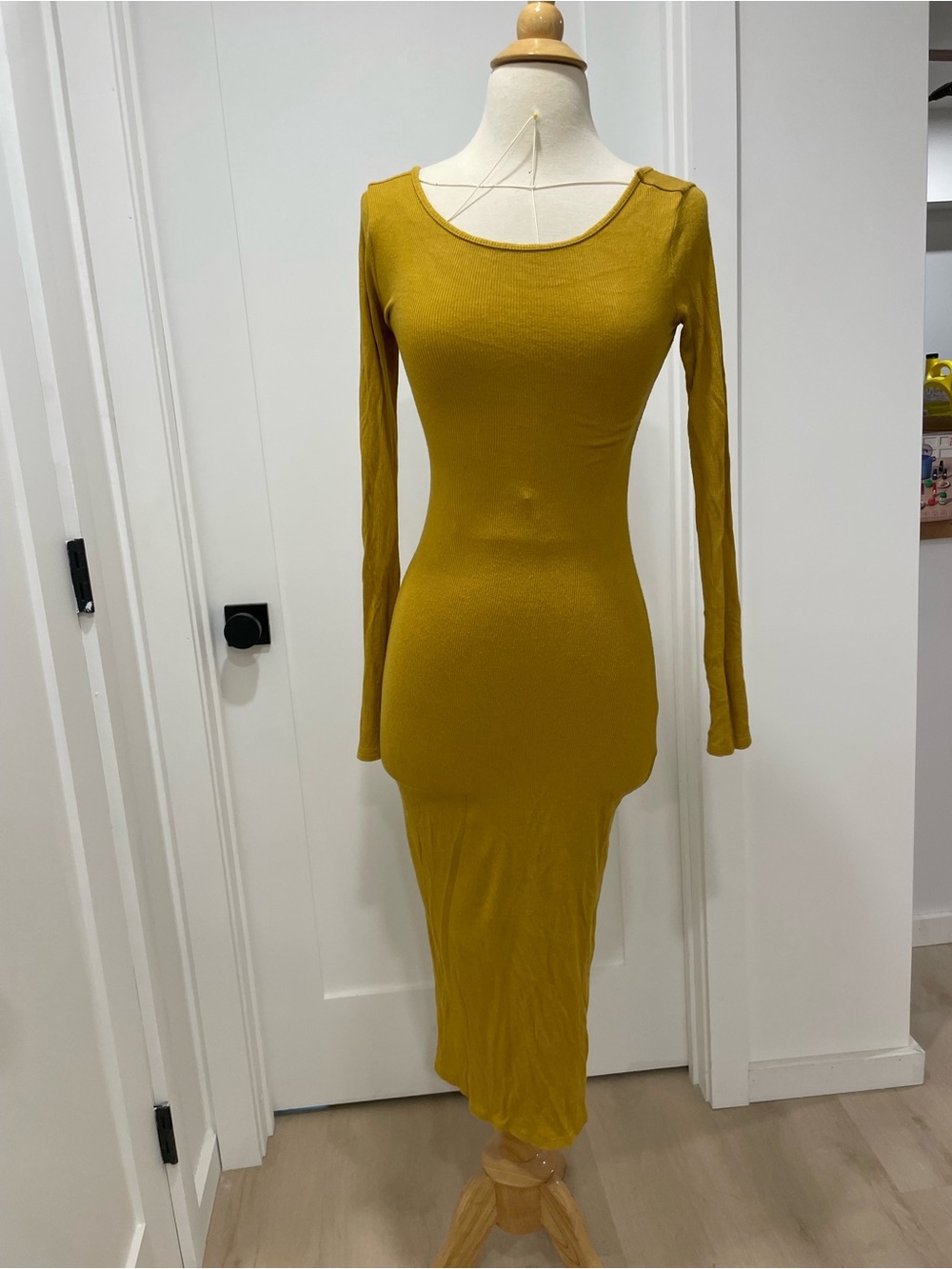 Forever 21 Mustard Long Sleeve Bodycon Midi Dress